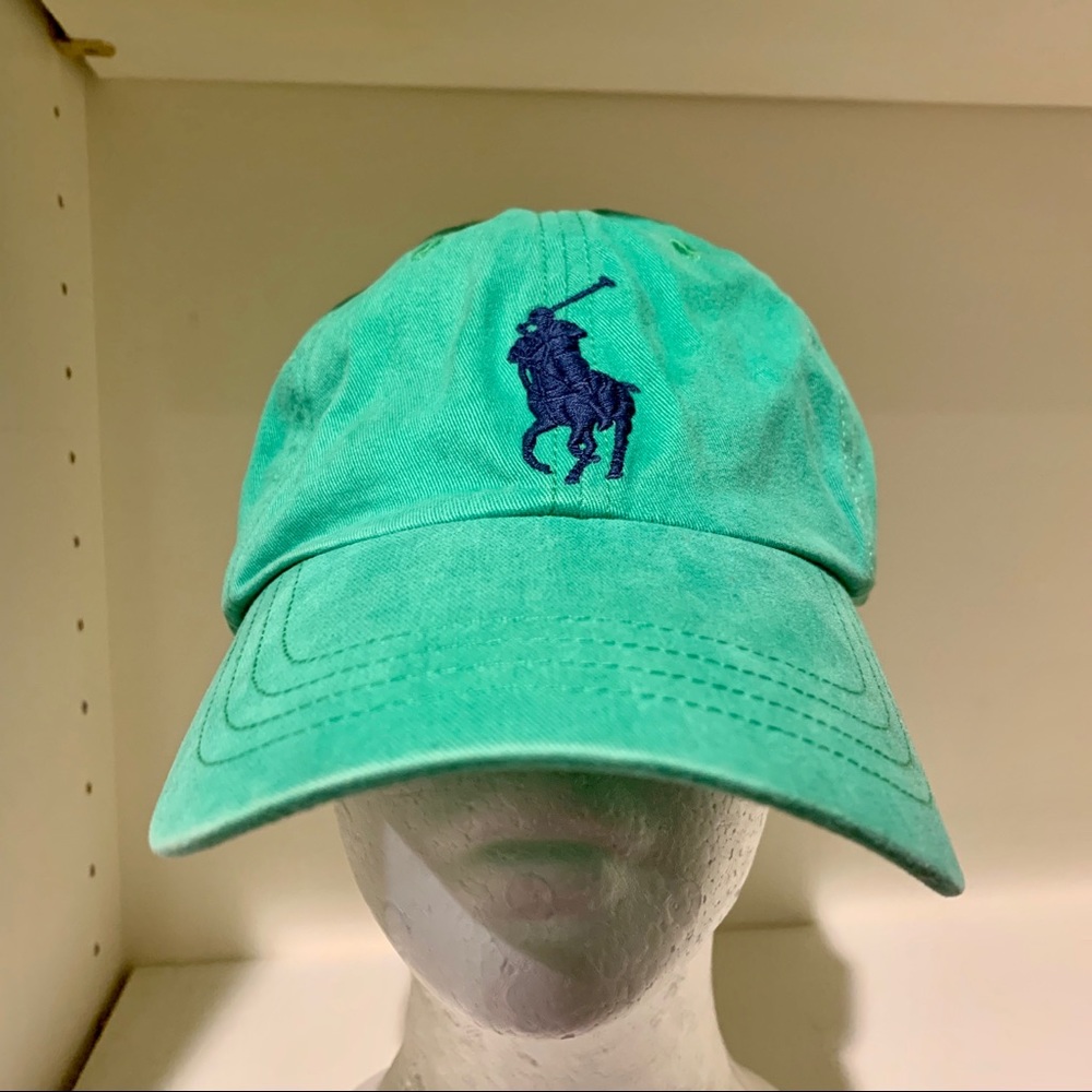 Ralph Lauren Polo Green Baseball Cap Blue Big Pony